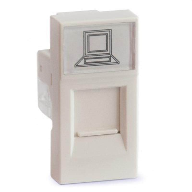 Розетка модульная компьютерная RJ-45 45х22,5мм белая